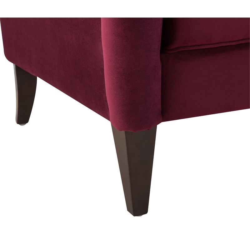 Brika Home Upholstered Button Tufted Sofa in Burgundy