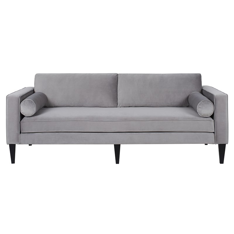 Brika Home Sofa with Bolster Pillows in Opal Gray