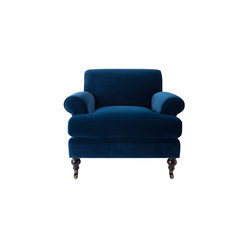 Brika Home Metal Caster Accent Arm Chair in Navy Blue