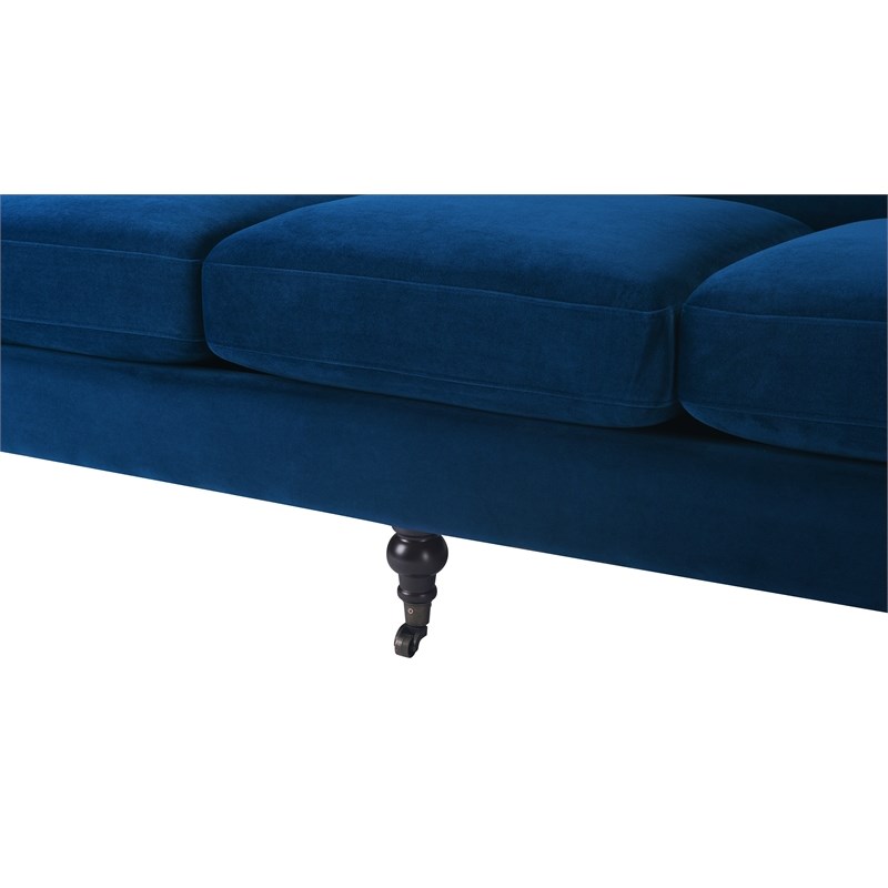 Brika Home Metal Casters Arm Sofa in Navy Blue