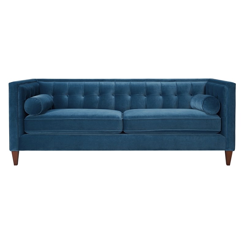 Brika Home Tufted Double Cushion Sofa in Satin Teal