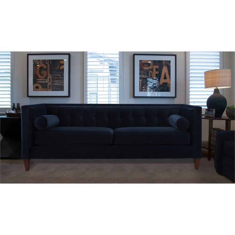 Brika Home Tufted Double Cushion Sofa in Dark Navy Blue
