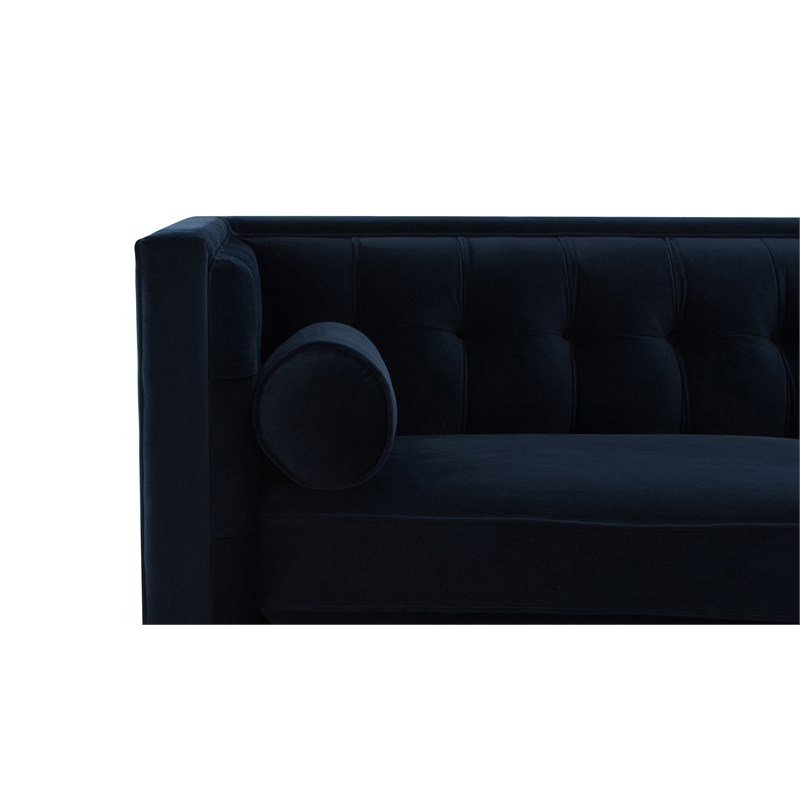 Brika Home Tufted Double Cushion Sofa in Dark Navy Blue