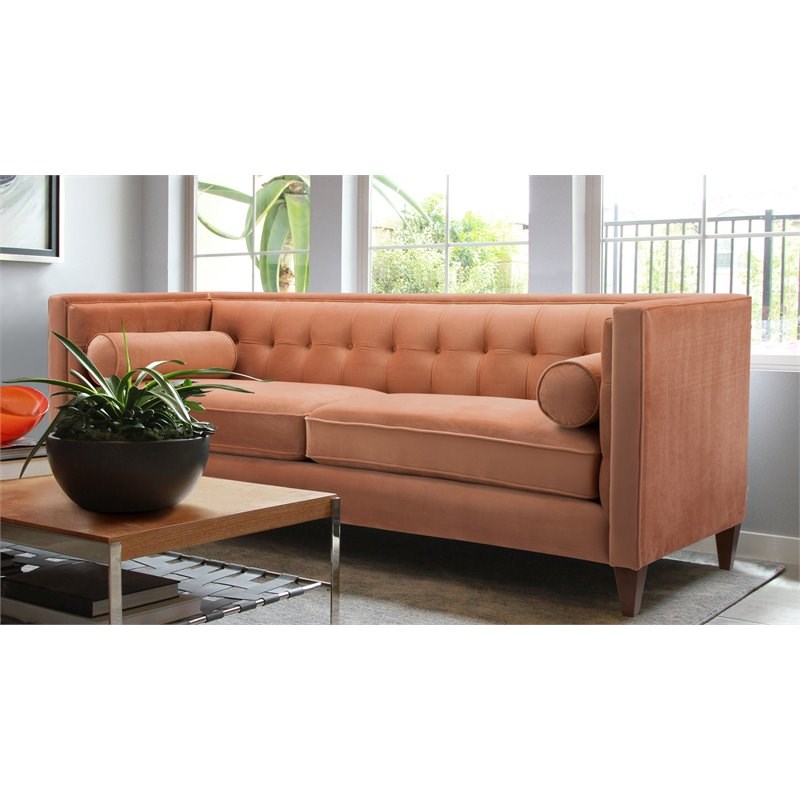 Brika Home Tufted Double Cushion Sofa in Orange