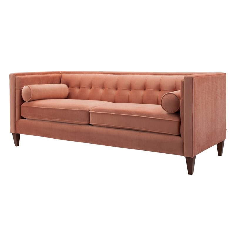 Brika Home Tufted Double Cushion Sofa in Orange