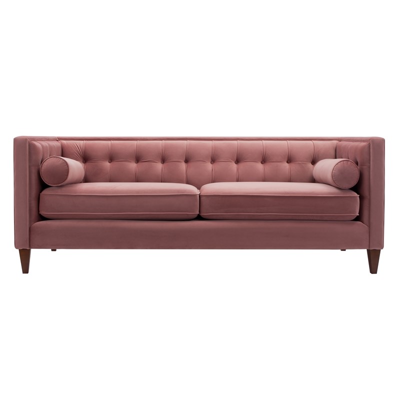 Brika Home Tufted Double Cushion Sofa in Ash Rose