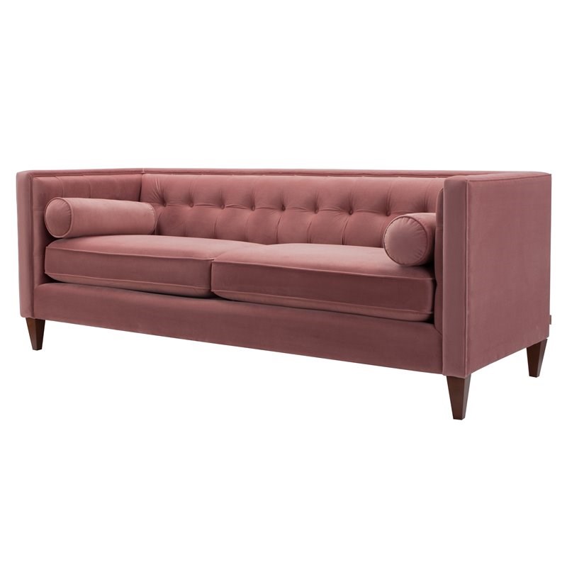Brika Home Tufted Double Cushion Sofa in Ash Rose