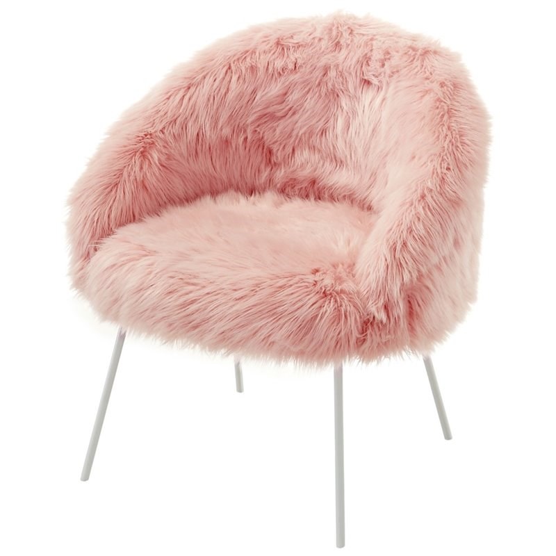 Brika Home Faux Fur Accent Chair in Rose
