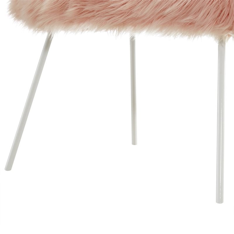 Brika Home Faux Fur Accent Chair in Rose