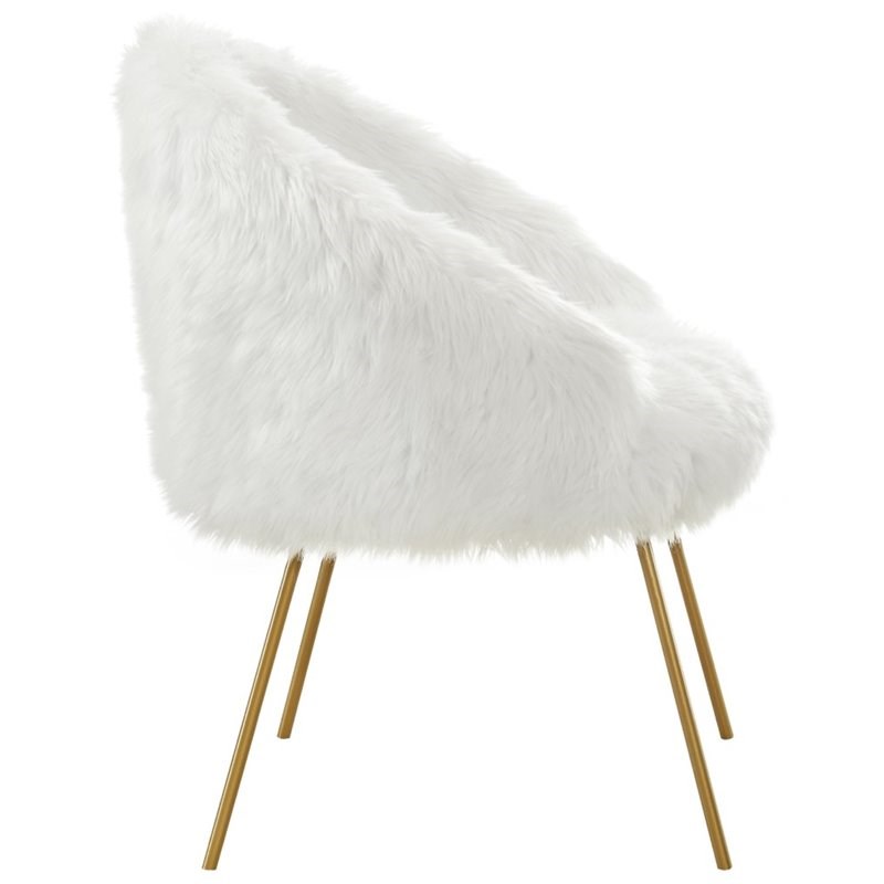 Brika Home Faux Fur Accent Chair in White