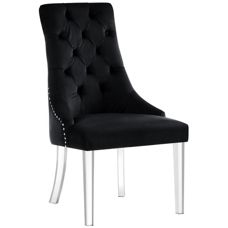 Brika Home Velvet Dining Side Chair in Black (Set of 2)