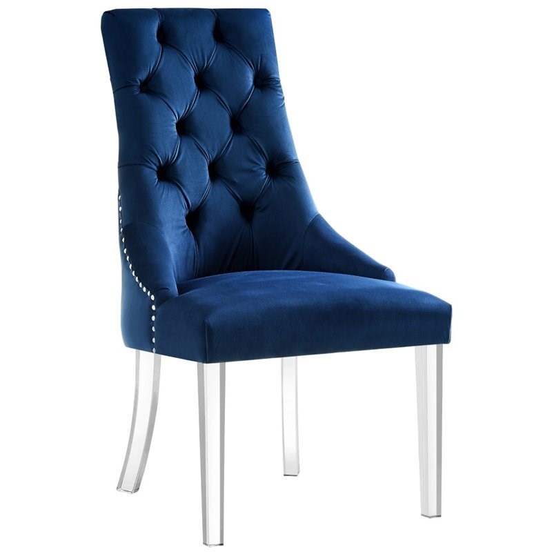 Brika Home Velvet Dining Side Chair in Blue (Set of 2)