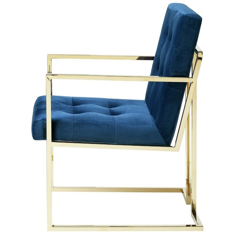 Brika Home Velvet Tufted Dining Chair in Navy Blue (Set of 2)