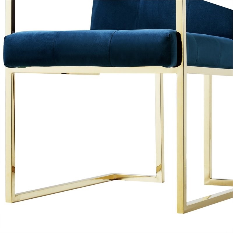 Brika Home Velvet Tufted Dining Chair in Navy Blue (Set of 2)