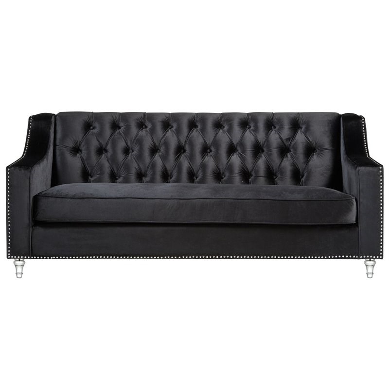 Brika Home Velvet Tufted Sofa in Black