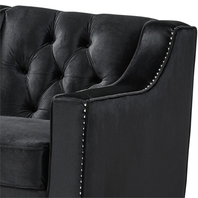 Brika Home Velvet Tufted Sofa in Black
