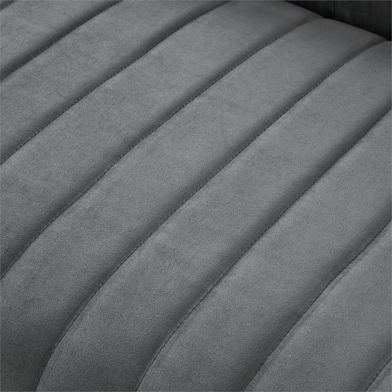 Brika Home Velvet Tufted Tuxedo Sofa in Gray and Chrome