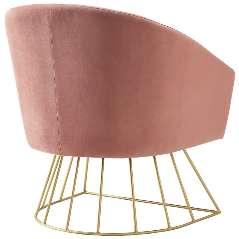 Brika Home Velvet Tufted Barrel Chair in Blush and Gold