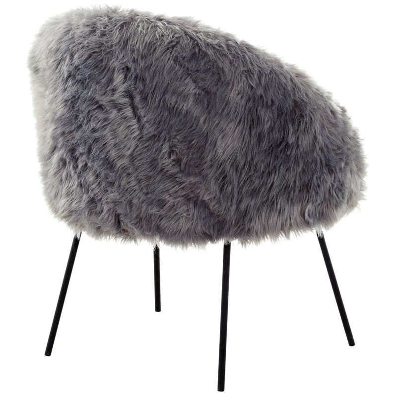 Brika Home Faux Fur Accent Chair in Gray