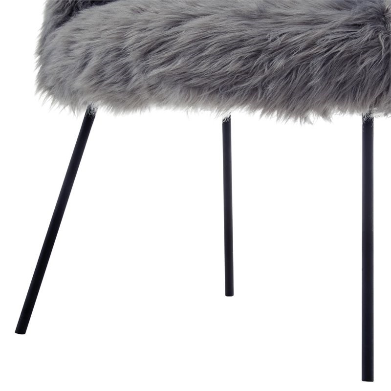 Brika Home Faux Fur Accent Chair in Gray