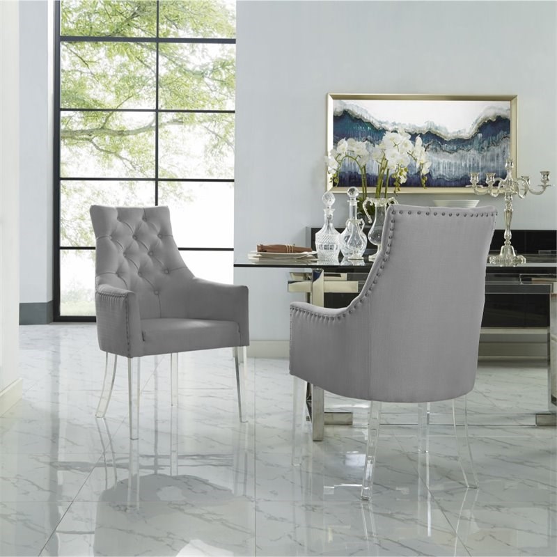 Brika Home Dining Chair in Light Gray (Set of 2)