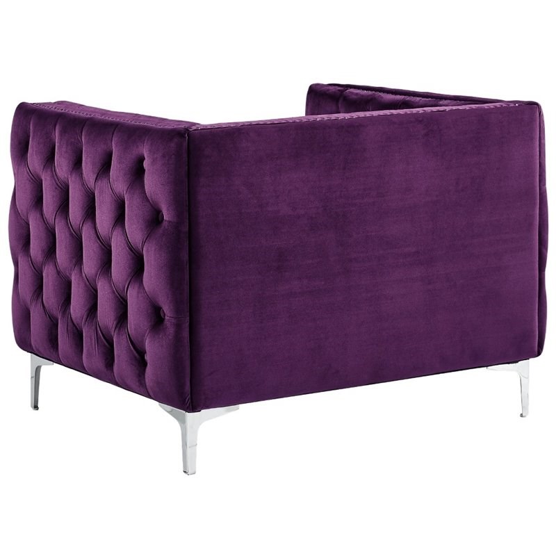 Brika Home Velvet Tufted Club Chair in Purple