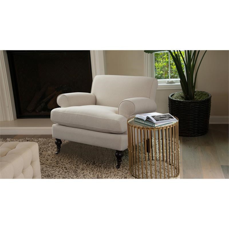 Brika Home Accent Arm Chair with Metal Casters in Sky Neutral