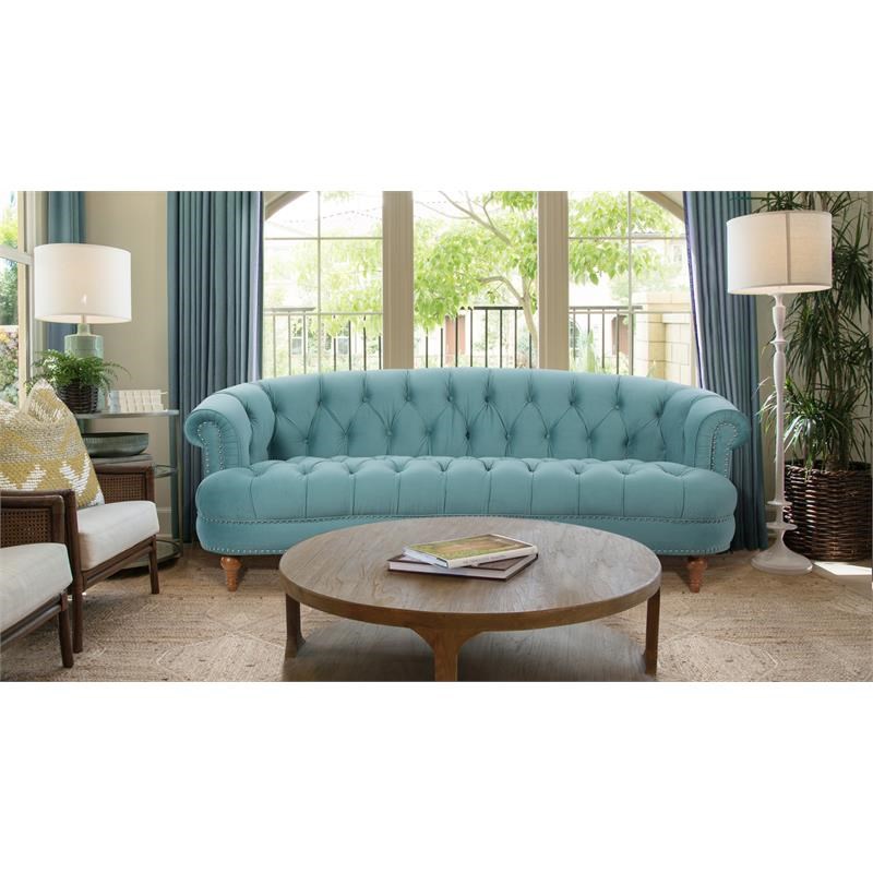 Brika Home Tufted Chesterfield Sofa in Arctic Blue