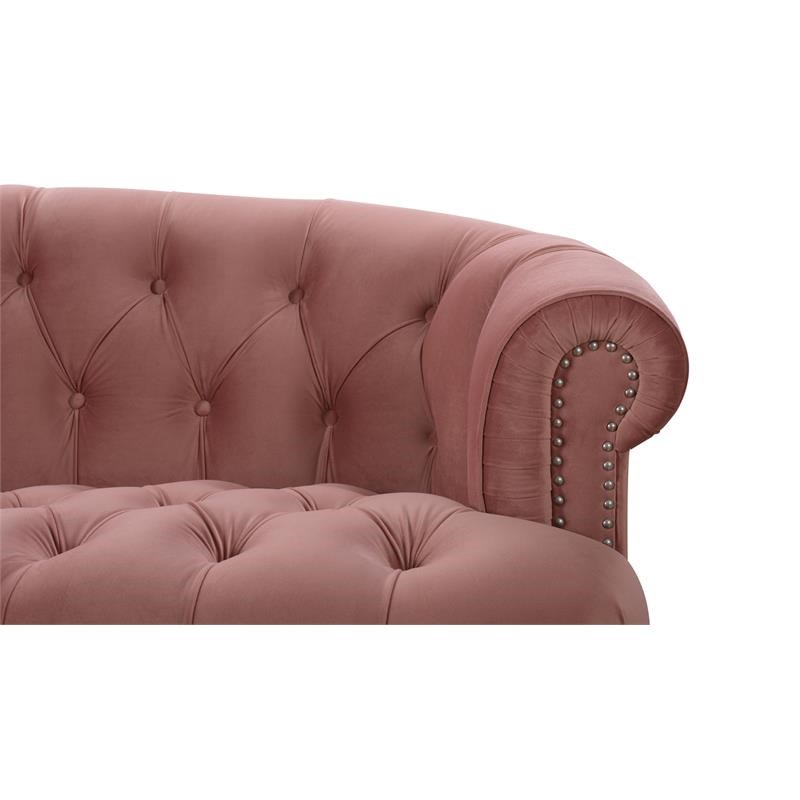 Brika Home Tufted Chesterfield Sofa in Ash Rose