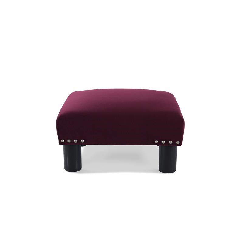 Brika Home Square Accent Foot Stool Ottoman in Burgundy