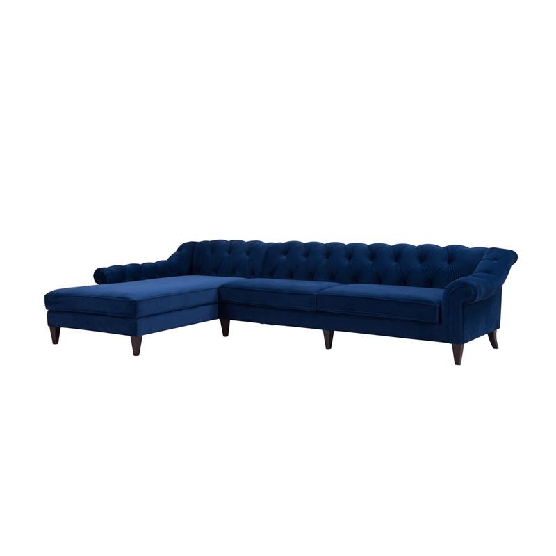 Brika Home Tufted Left Sectional Sofa in Navy Blue