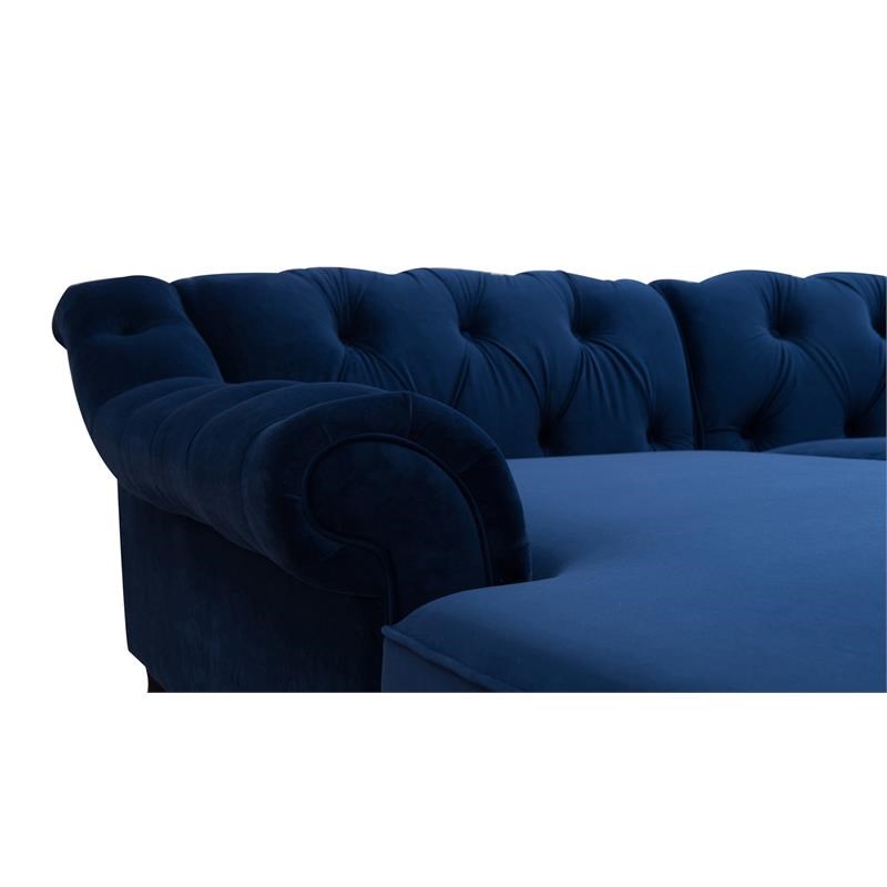 Brika Home Tufted Left Sectional Sofa in Navy Blue