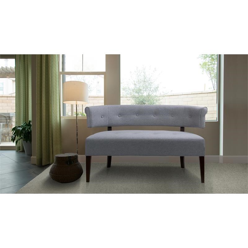 Brika Home Roll Arm Tufted Bench Settee in Light Gray