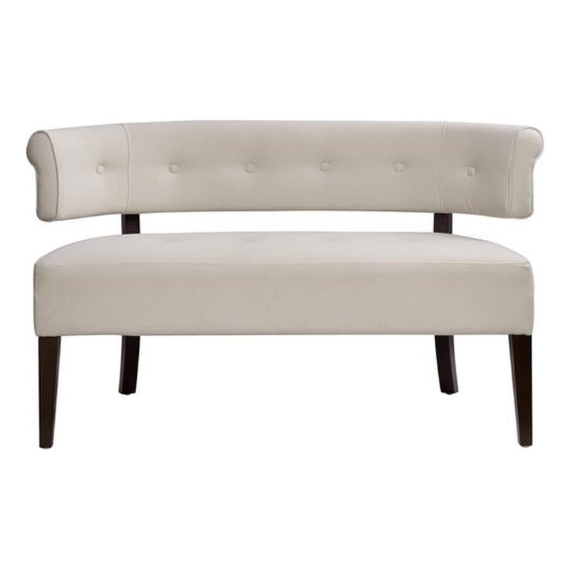 Brika Home Roll Arm Tufted Bench Settee in Sky Neutral