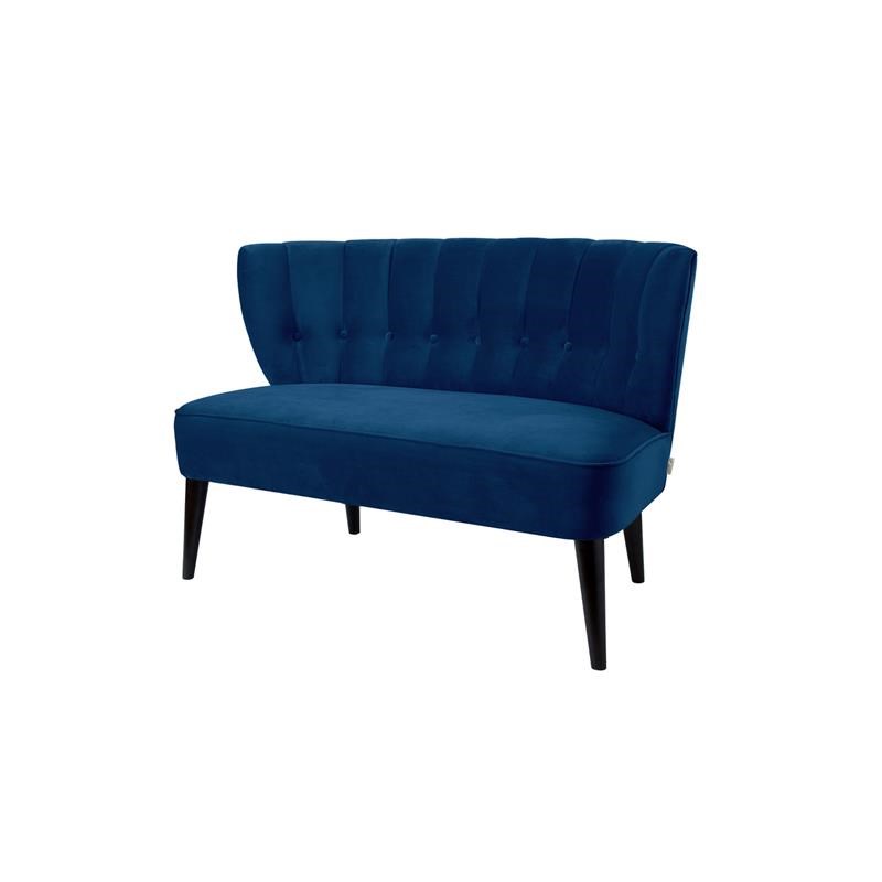 Brika Home Button Tufted Settee in Navy Blue