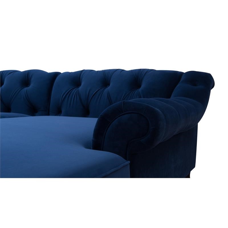 Brika Home Tufted Right Sectional Sofa in Navy Blue