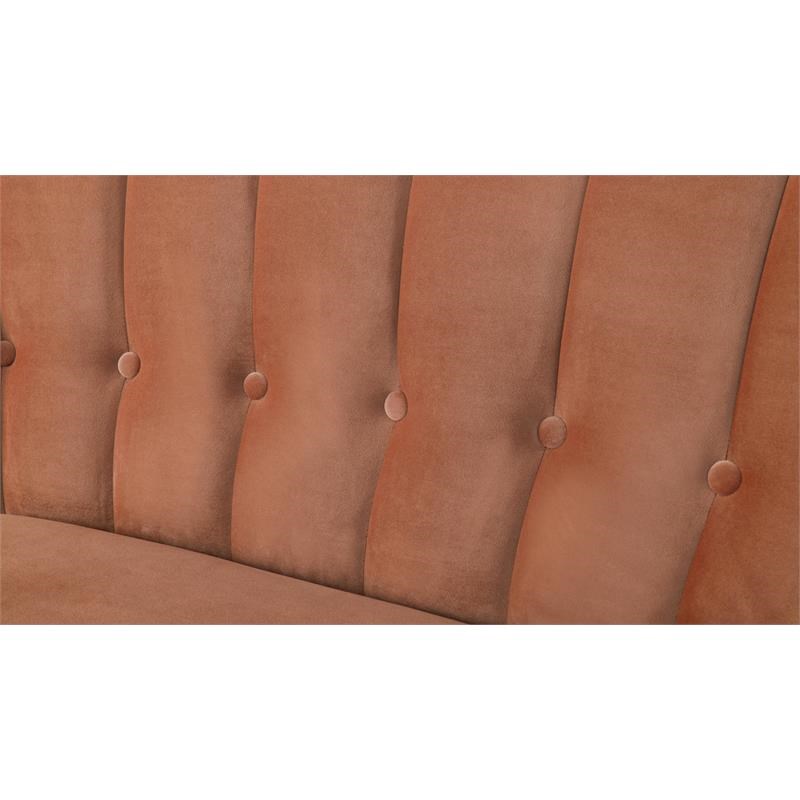 Brika Home Button Tufted Settee in Orange