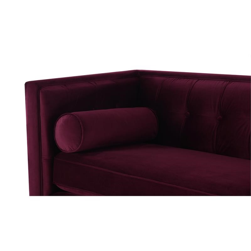 Brika Home Tufted Tuxedo Sofa in Burgundy