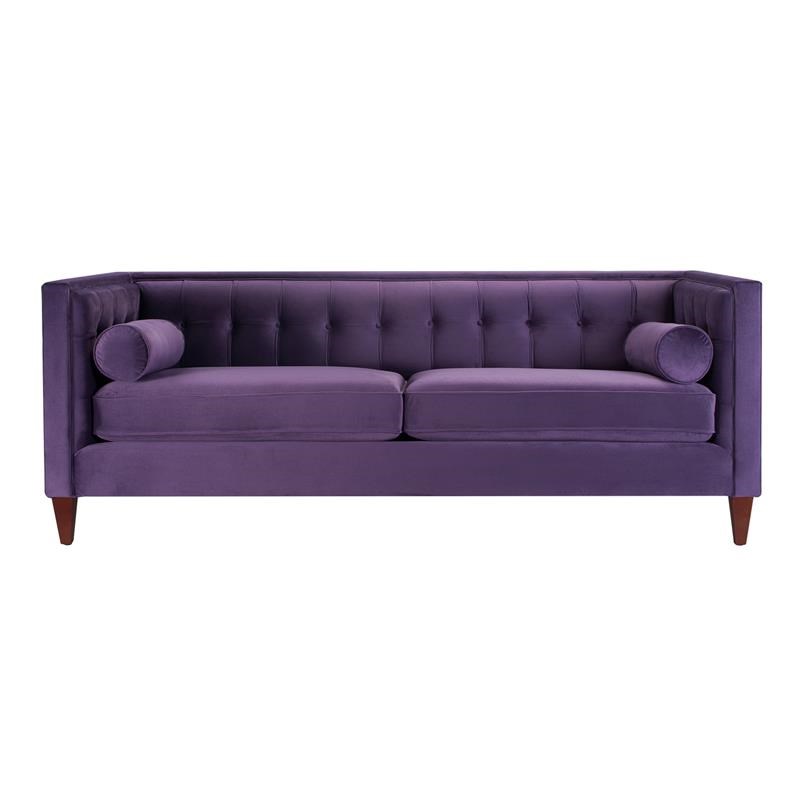 Brika Home Tufted Tuxedo Sofa in Purple