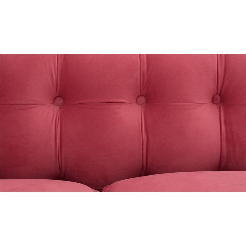 Brika Home Tufted Tuxedo Sofa in Garnet Rose