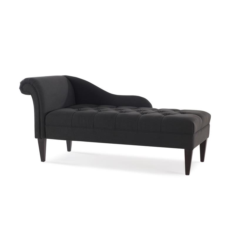 Brika Home Tufted Roll Arm Chaise Lounge in Jet Black