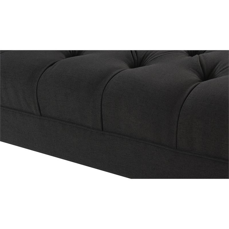 Brika Home Tufted Roll Arm Chaise Lounge in Jet Black