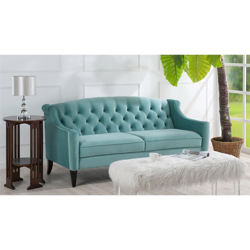 Brika Home Upholstered Button Tufted Sofa in Arctic Blue