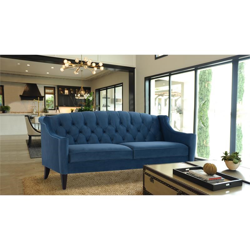 Brika Home Upholstered Button Tufted Sofa in Satin Teal