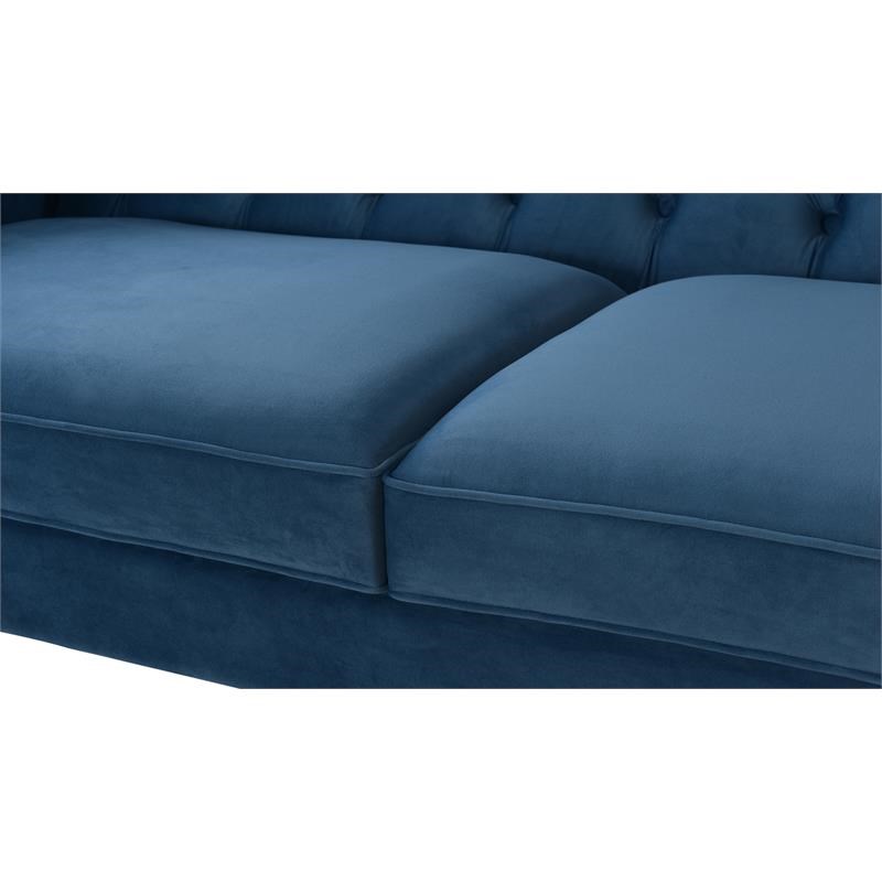 Brika Home Upholstered Button Tufted Sofa in Satin Teal