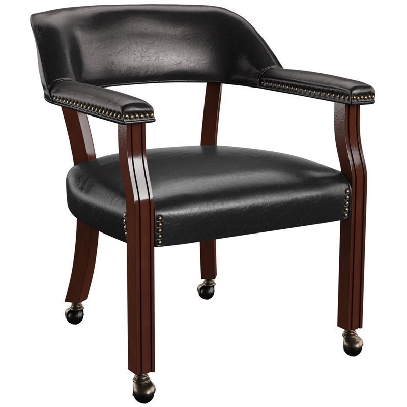 pemberly row poker table chair with casters in cherry