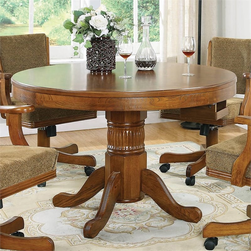 Bowery Hill Round Pedestal Dining Table in Amber