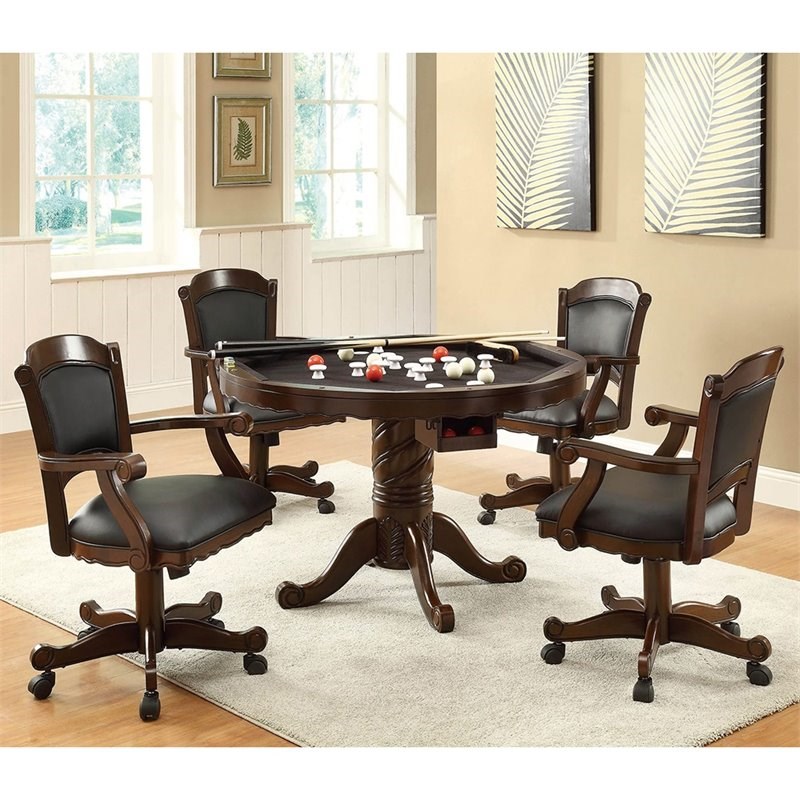 Bowery Hill Round Pedestal Dining Table in Tobacco and Black