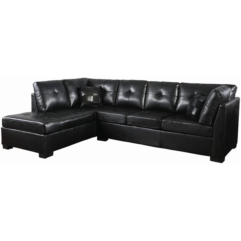 Bowery Hill Faux Leather Left Facing Sectional in Black