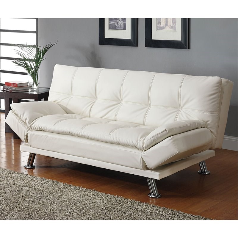 Bacteriën Publiciteit Verklaring Bowery Hill Faux Leather Sleeper Sofa in White and Chrome | Homesquare